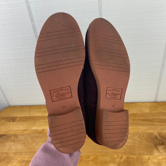 G.H. BASS Emmie Suede Leather Casual Dress Shoe Laced Oxfords Burgundy Women 7.5 - Picture 6 of 7